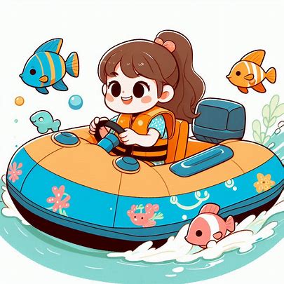 Niña disfrutando de una lancha a motor para niños